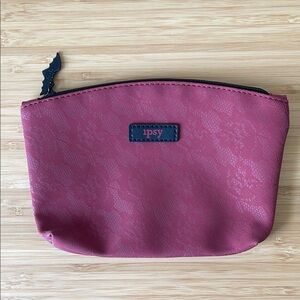 Ipsy Bag - Burgundy Floral Lace Bat Cosmetic Pouch